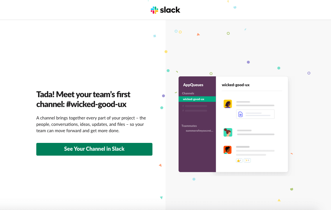 Slack - see your channel page