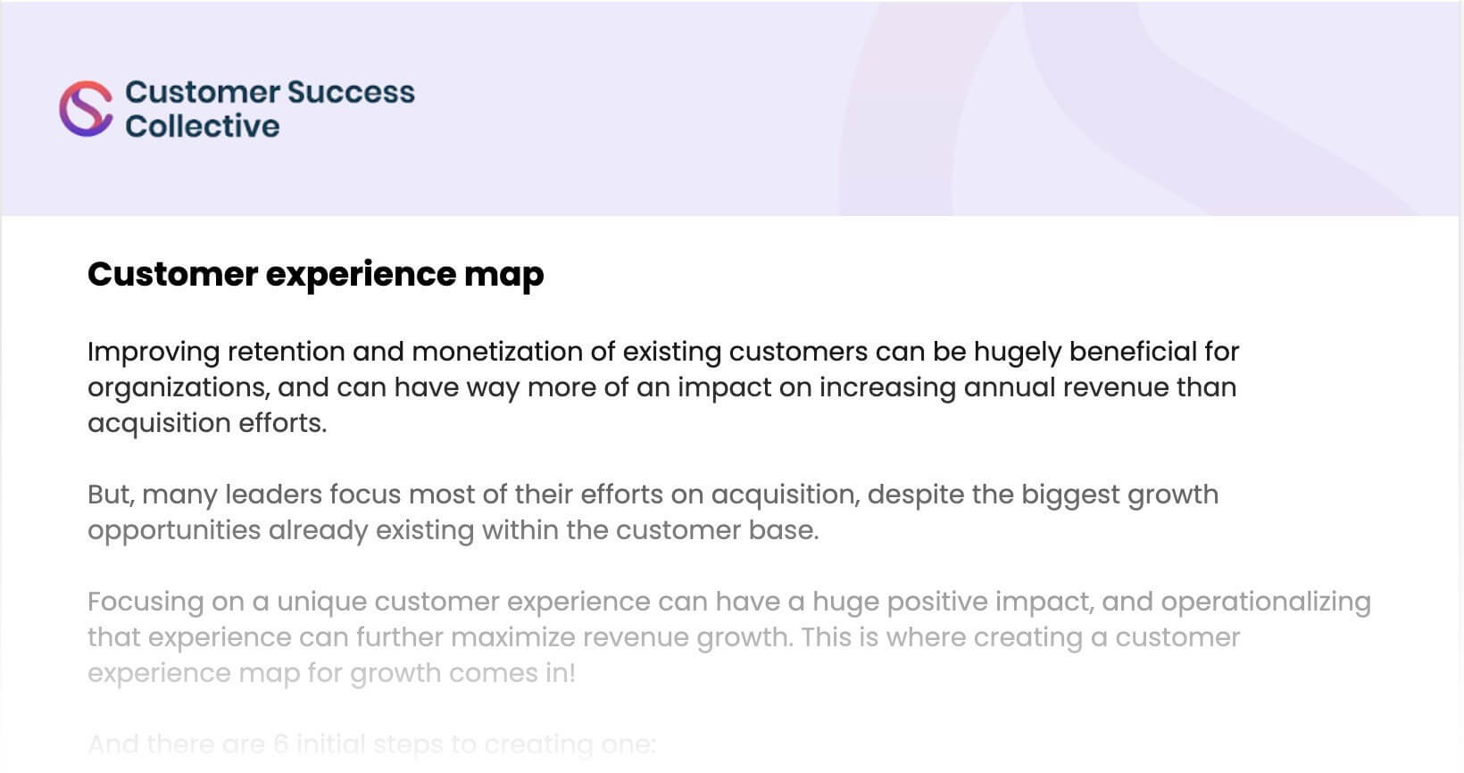 Customer experience map