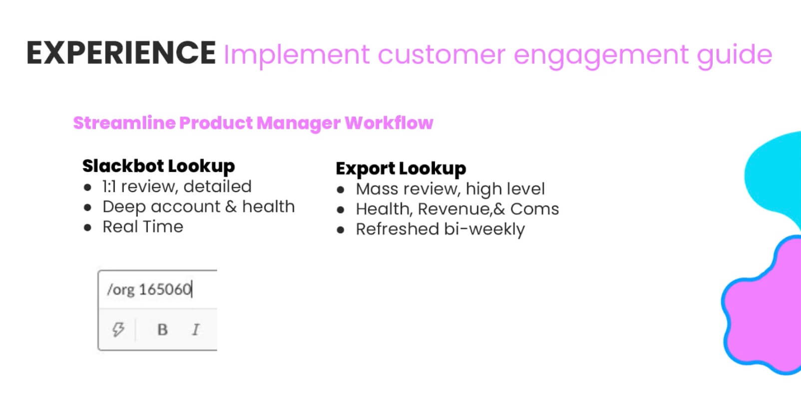 Experience: implement customer engagement guide