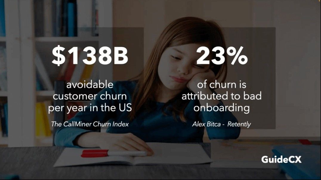 $138 billion is lost in avoidable churn per year in the US. 23% of churn is attributed to bad onboarding