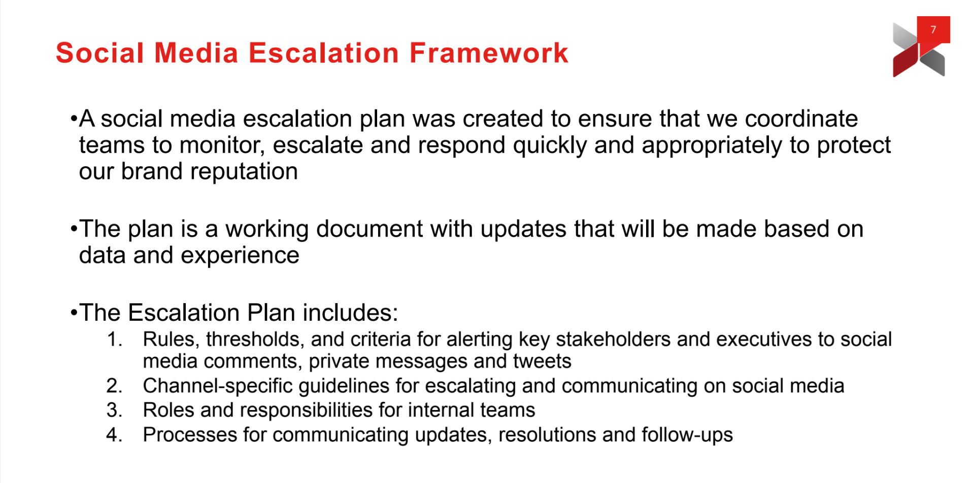 Social media escalation framework