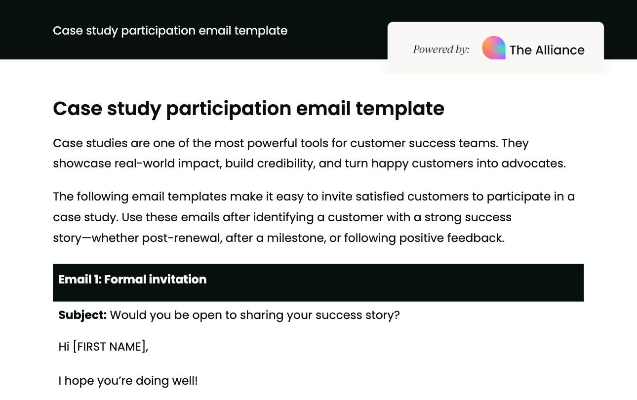 Case study participation email template